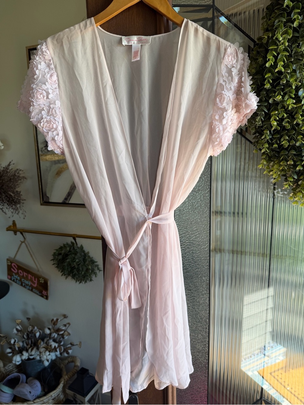 Oscar de la Renta Pink Label Sheer Floral Robe Pink Medium